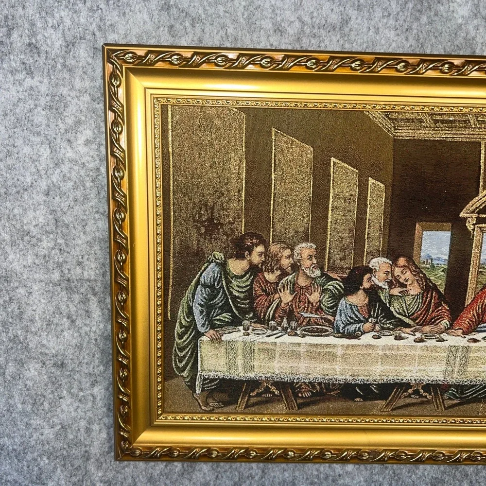 Royal Gallery‎ Las Vegas Last Supper Framed Tapestry Art Gold Ornate Frame 15x27